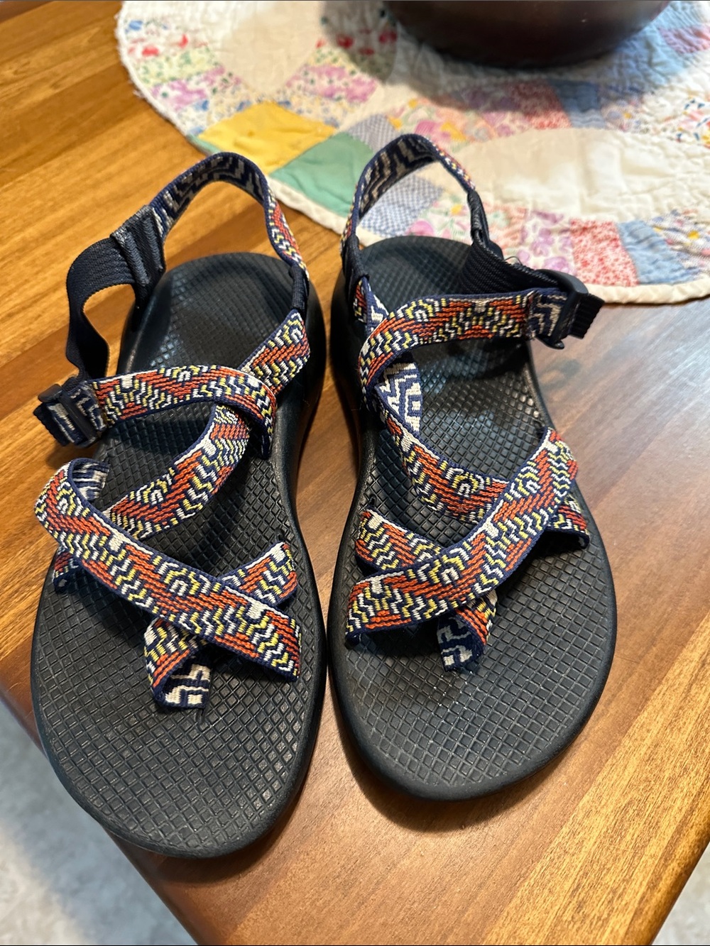 Chaco Navy Sport Sandals with Multicolor Woven Straps